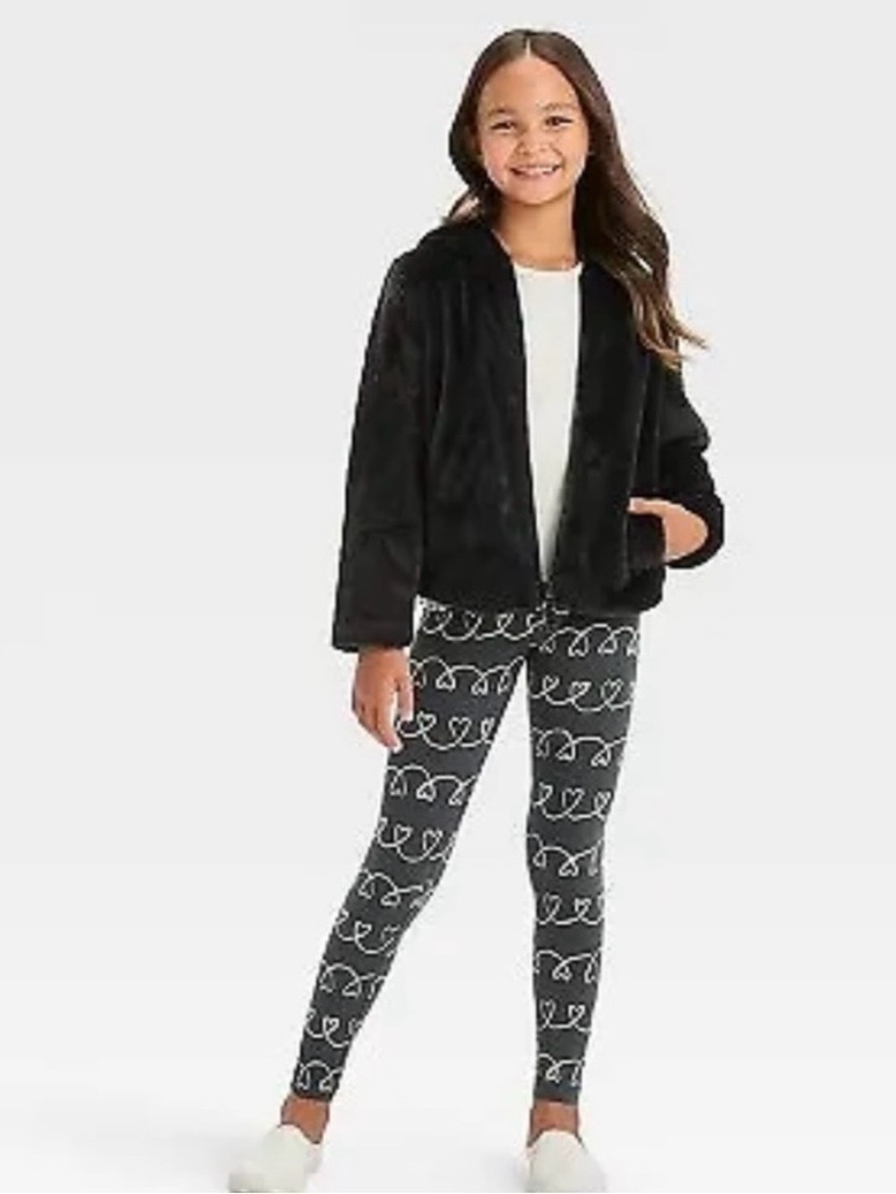 Cat and Jack faux fur hooded bomber jacket 6